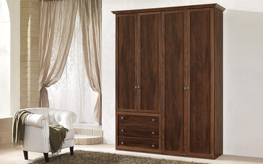 Dafne Italian Design Armadio a 4 Ante battenti. Effetto Noce (cm. 193 x 55 x 251h)