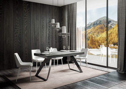 Dafne Italian Design Tavolo Proxy Evolution piano Cemento 90x160 allungato 264 telaio Antracite