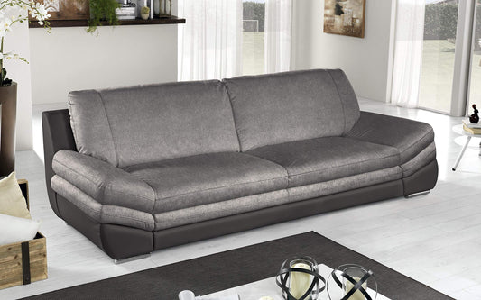 Dafne Italian Design Divano 3posti. Similpelle Marrone, Tessuto Elephant (cm. 228 x 99 x 91h)