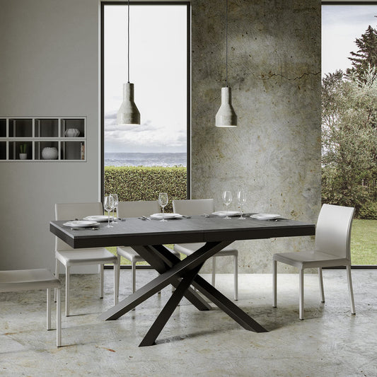 Dafne Italian Design Tavolo Volantis Evolution piano Cemento 90x160 allungato 420 telaio Antracite