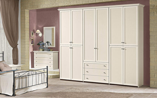 Armadio a 6 Ante battenti. Patinato Beige (cm. 284 x 55 x 251h)