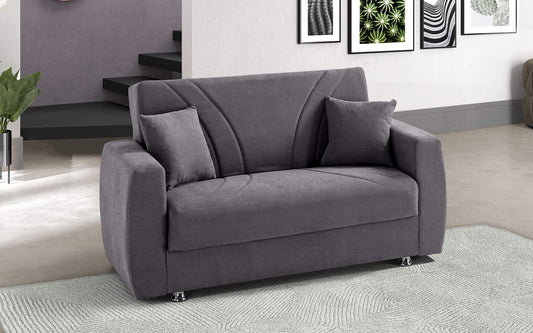 Divano 2 posti in tessuto grigio - cm. 158 x 87 x 92. con schienale reclinabile.