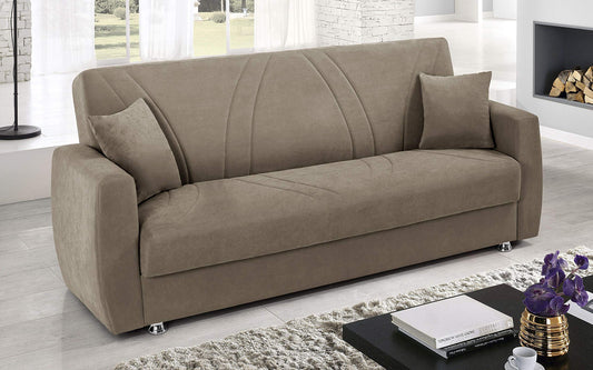 Dafne Italian Design Divano Letto 3 posti Microfibra Grigio. (cm. 225 x 87 x 92h)