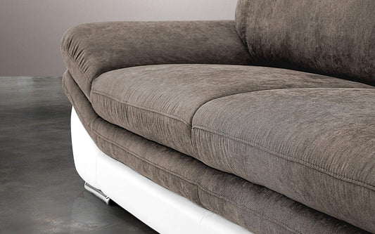 Dafne Italian Design Divano 3posti. Similpelle Bianco, Tessuto Elephant (cm. 228 x 99 x 91h)